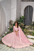 Pink Net Lehenga Choli with Beautiful Embroidery – Elegant Ethnic Wear for Weddings & Parties
