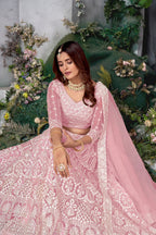 Pink Net Lehenga Choli with Beautiful Embroidery – Elegant Ethnic Wear for Weddings & Parties