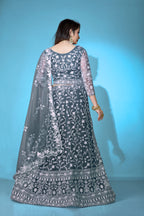 Grey Net Lehenga Choli for Women – Stylish Embroidered Ethnic Wear with Dupatta