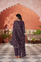 Women’s Wine Georgette Kurta Set – Elegant Ethnic Wear for Weddings & Festive Occasions
