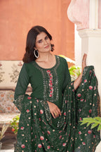 Women’s Green Georgette Kurta Set – Elegant Ethnic Wear for Weddings & Festive Occasions