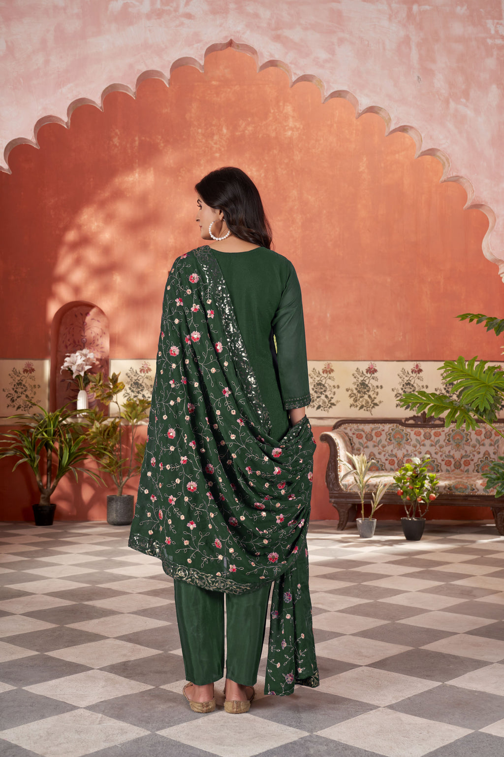 Women’s Green Georgette Kurta Set – Elegant Ethnic Wear for Weddings & Festive Occasions
