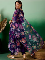 Women’s Purple Blooming Georgette Kurta Set with Sequin Embroidery Work