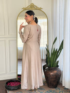 Women’s Cream Vichitra Silk Kurta Set with Sequin & Coding Embroidery Work