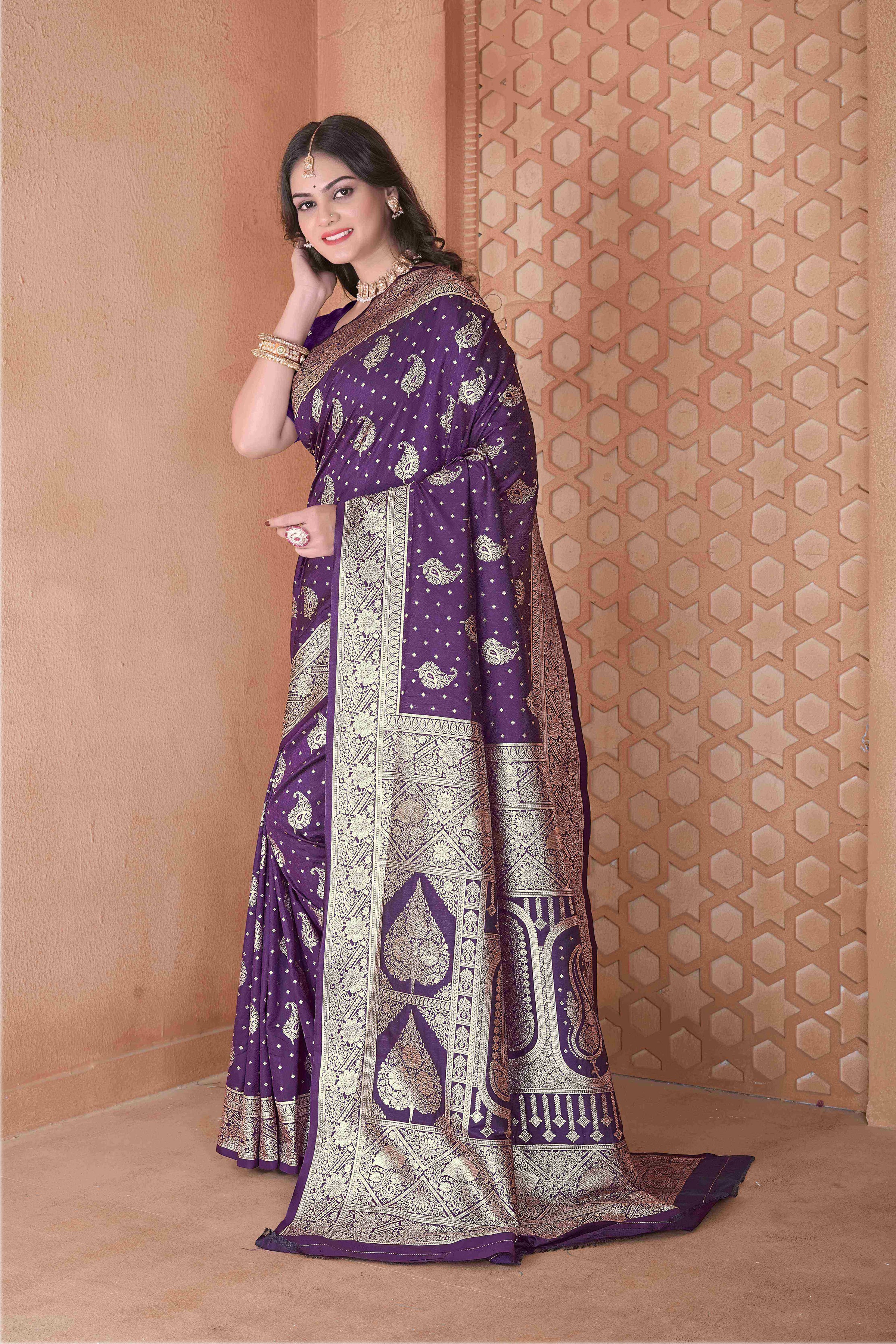 Wine Silk Saree for Women – Elegant Traditional Ethnic Wear