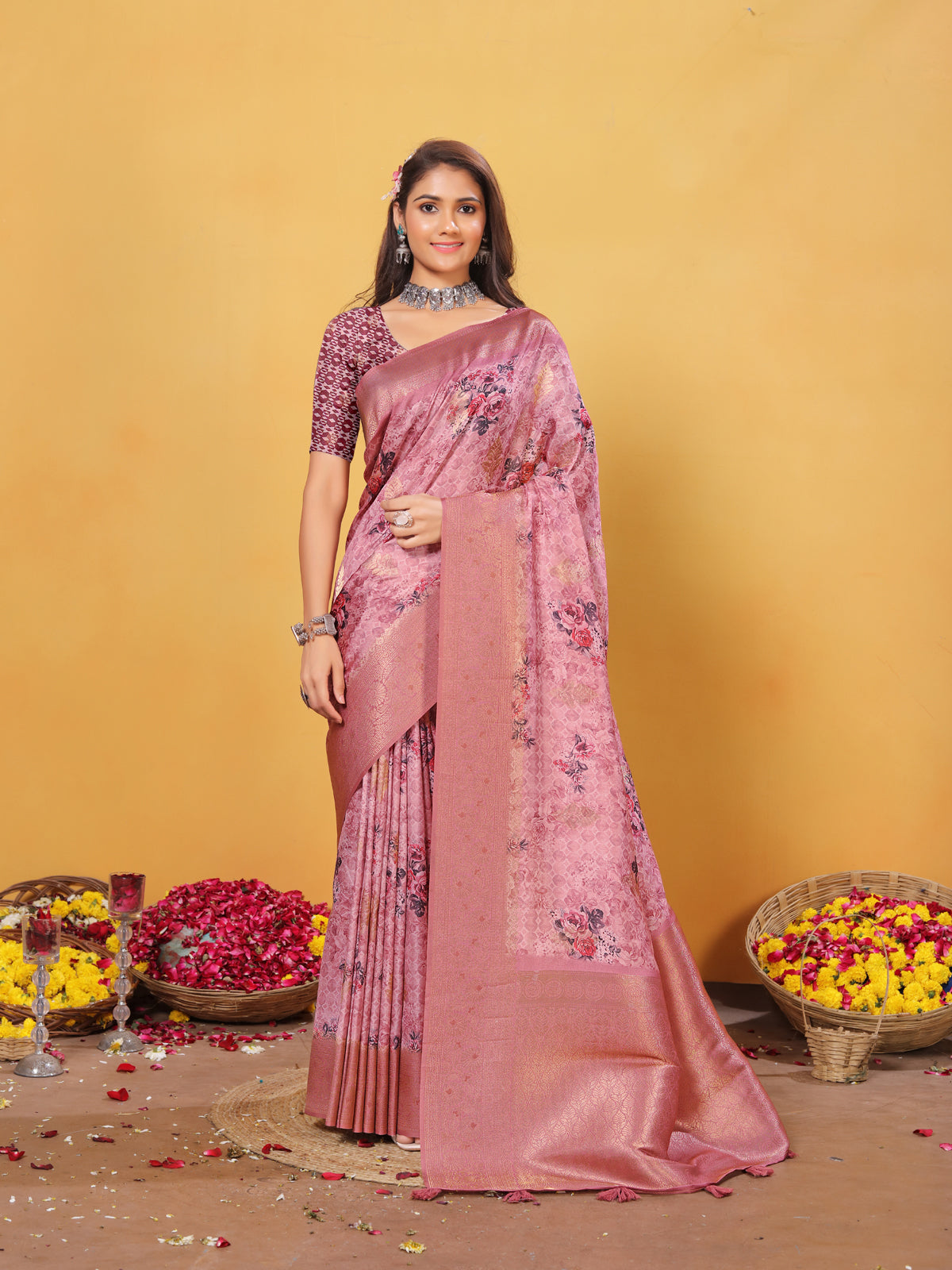 Silk Saree for Women – Elegant Mauve Traditional Ethnic Wear