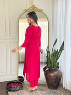 Women’s Rani Pink Festive Pure Viscose Chanderi Silk Set with Glamorous Sequin Embroidery