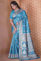 Sky Blue Silk Saree for Women – Elegant Traditional Ethnic Wear
