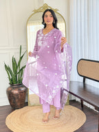 Elegant Embroidered Rayon Kurti Set with Organza Dupatta – Sizes S to 2XL