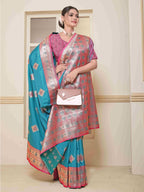 Teal Art Silk Saree for Women – Elegant Ethnic Wear