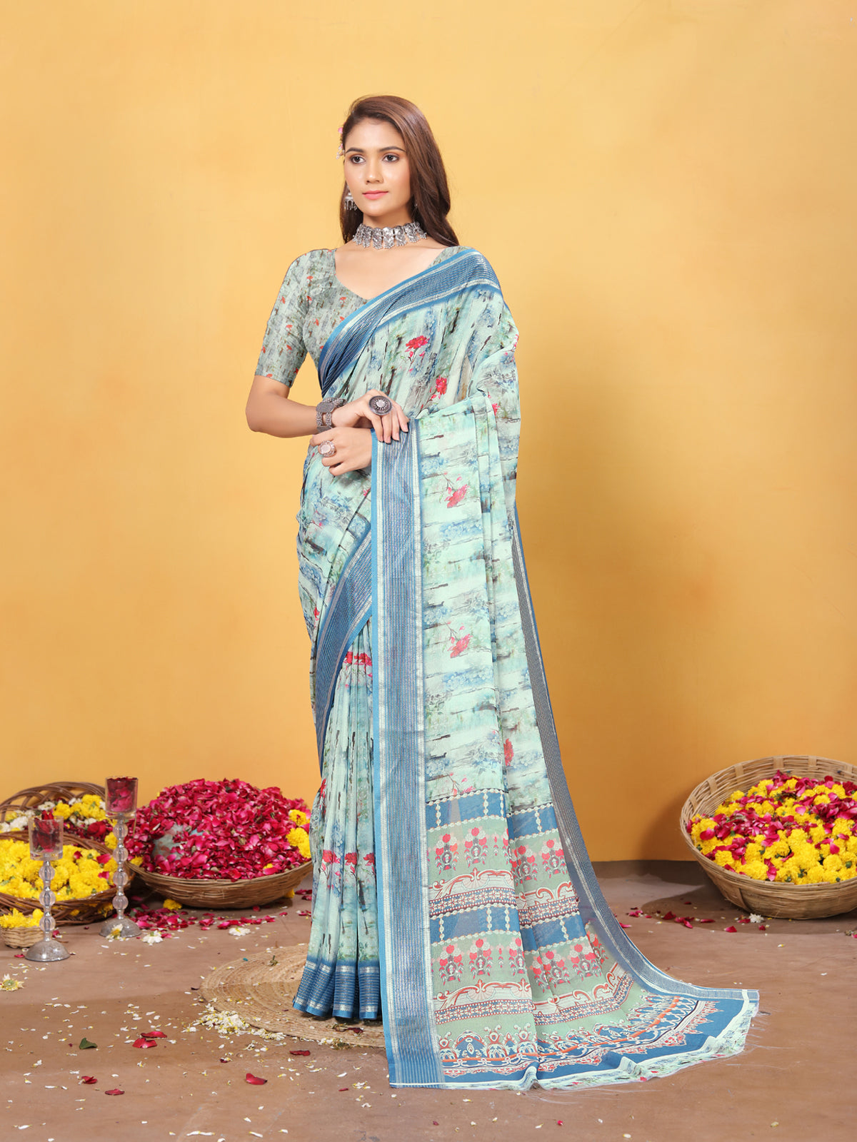 Silk Saree for Women – Elegant Pista Traditional Ethnic Wear