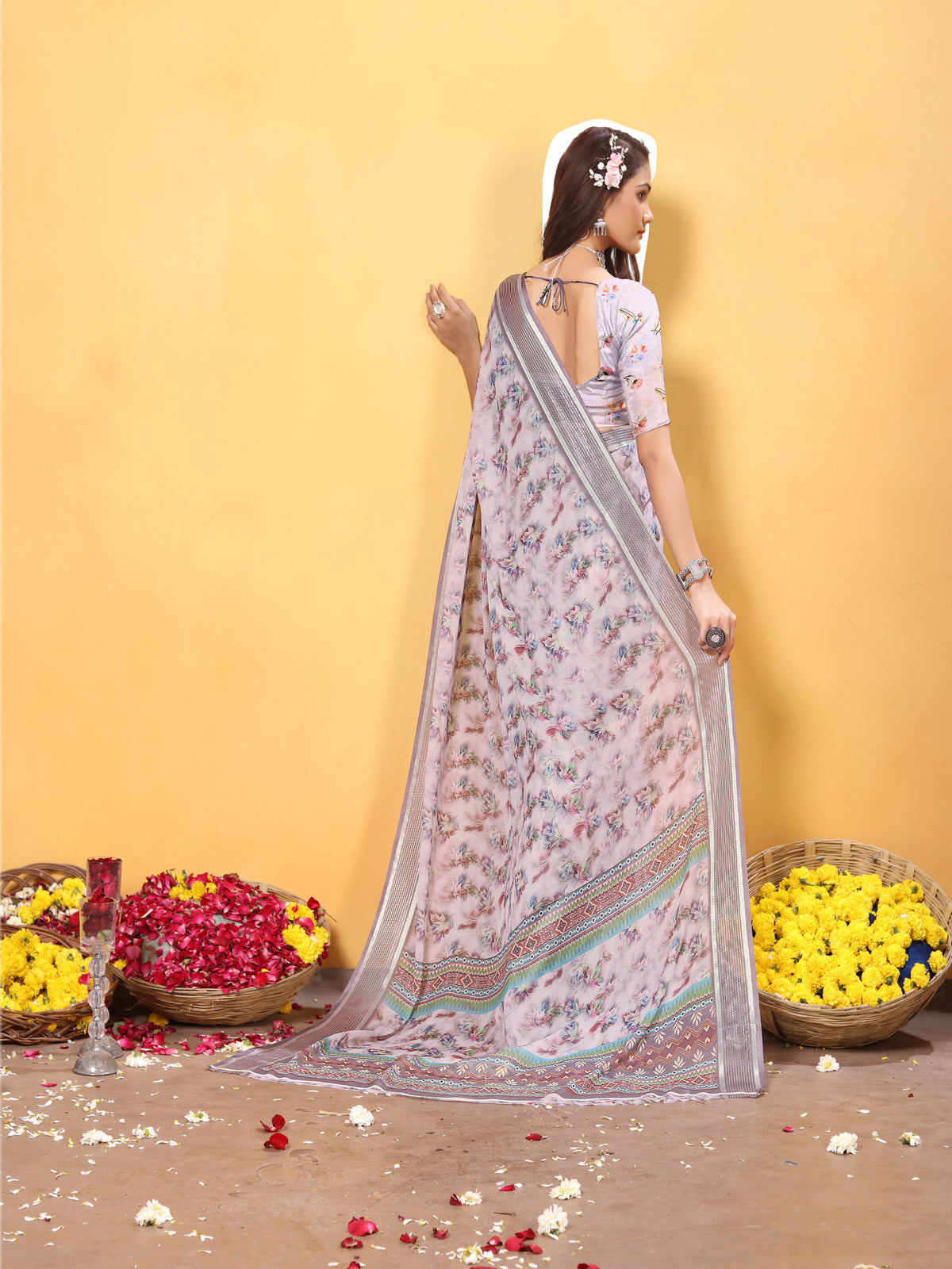 Silk Saree for Women – Elegant Grey Traditional Ethnic Wear
