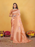 Silk Saree for Women – Elegant Peach Traditional Ethnic Wear