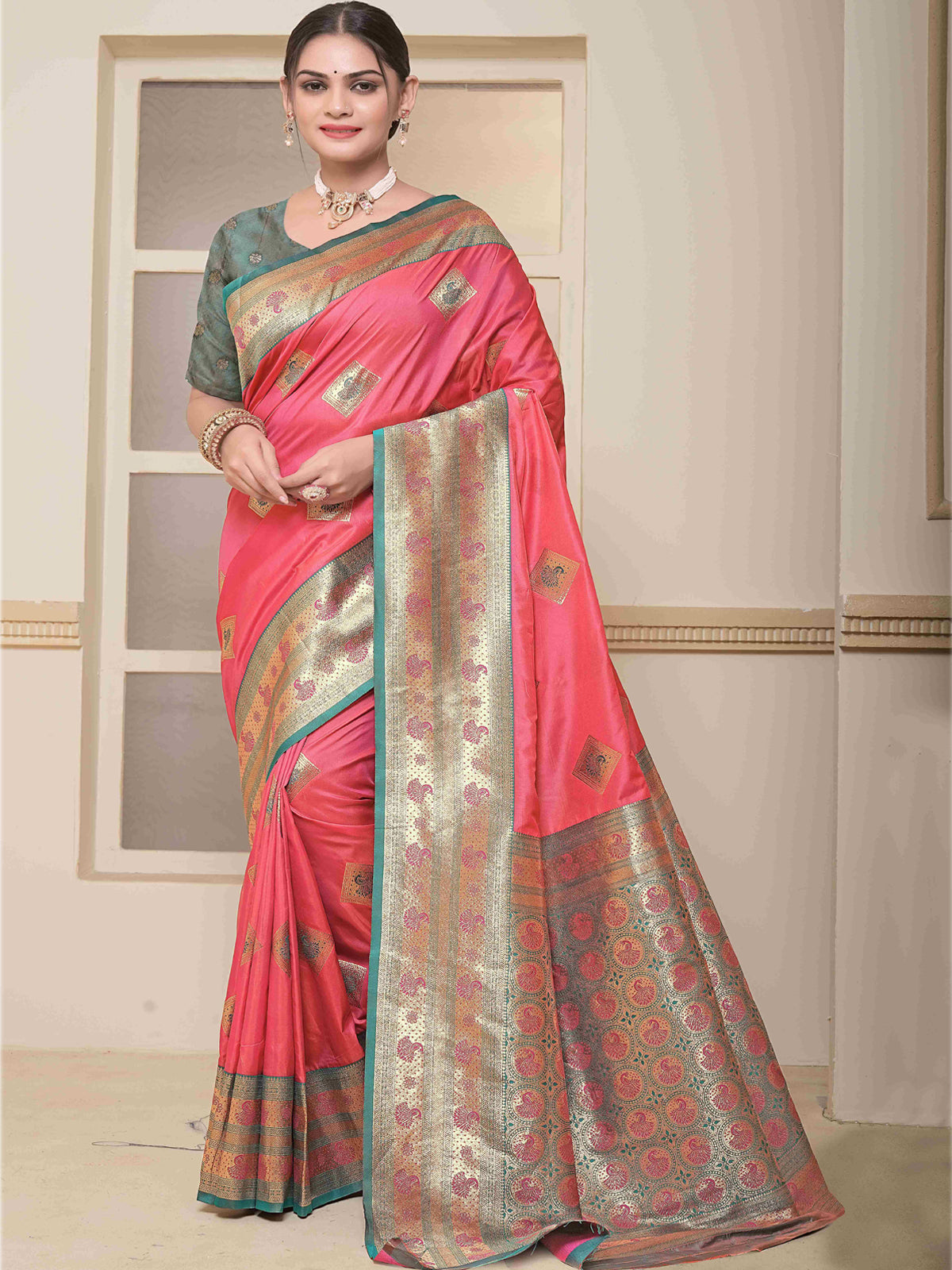 Pink Art Silk Saree for Women – Elegant Ethnic Wear