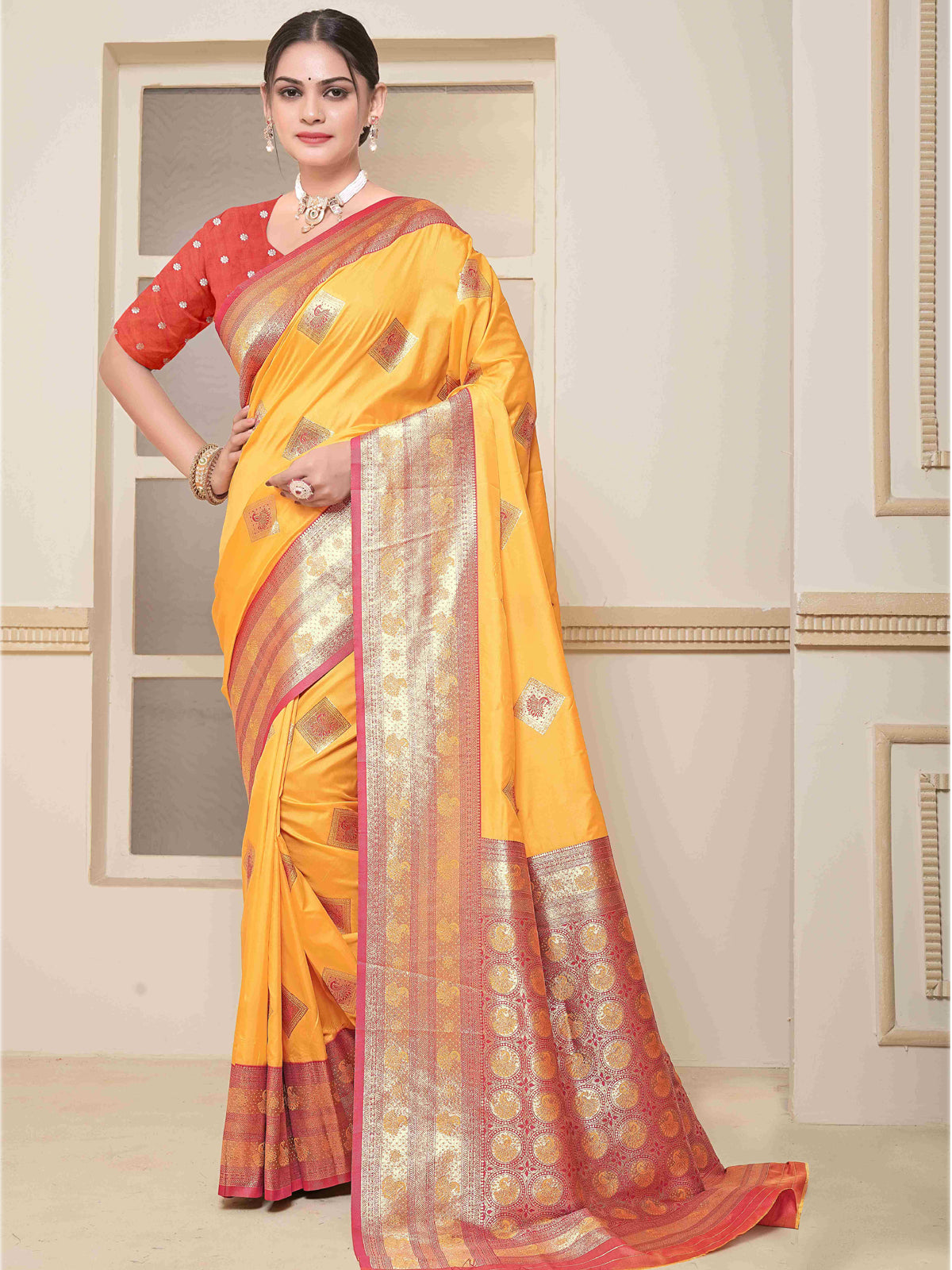 Mustard Art Silk Saree for Women – Elegant Ethnic Wear