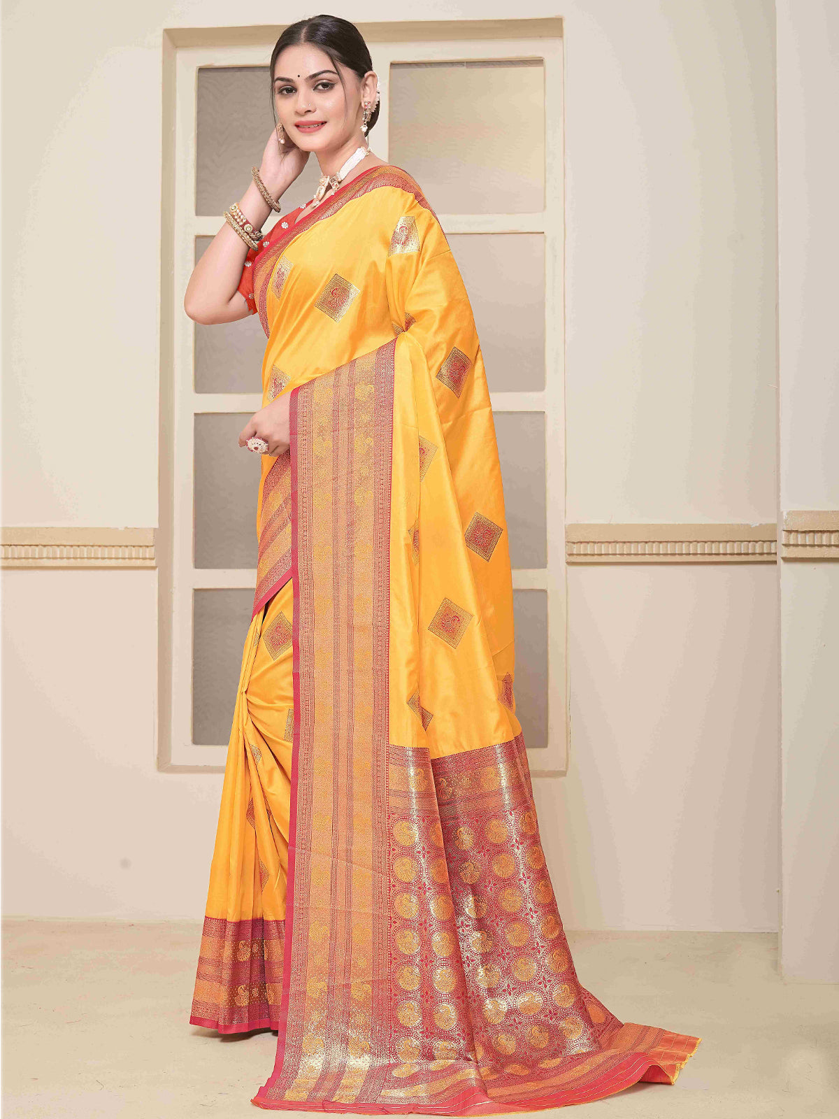 Mustard Art Silk Saree for Women – Elegant Ethnic Wear