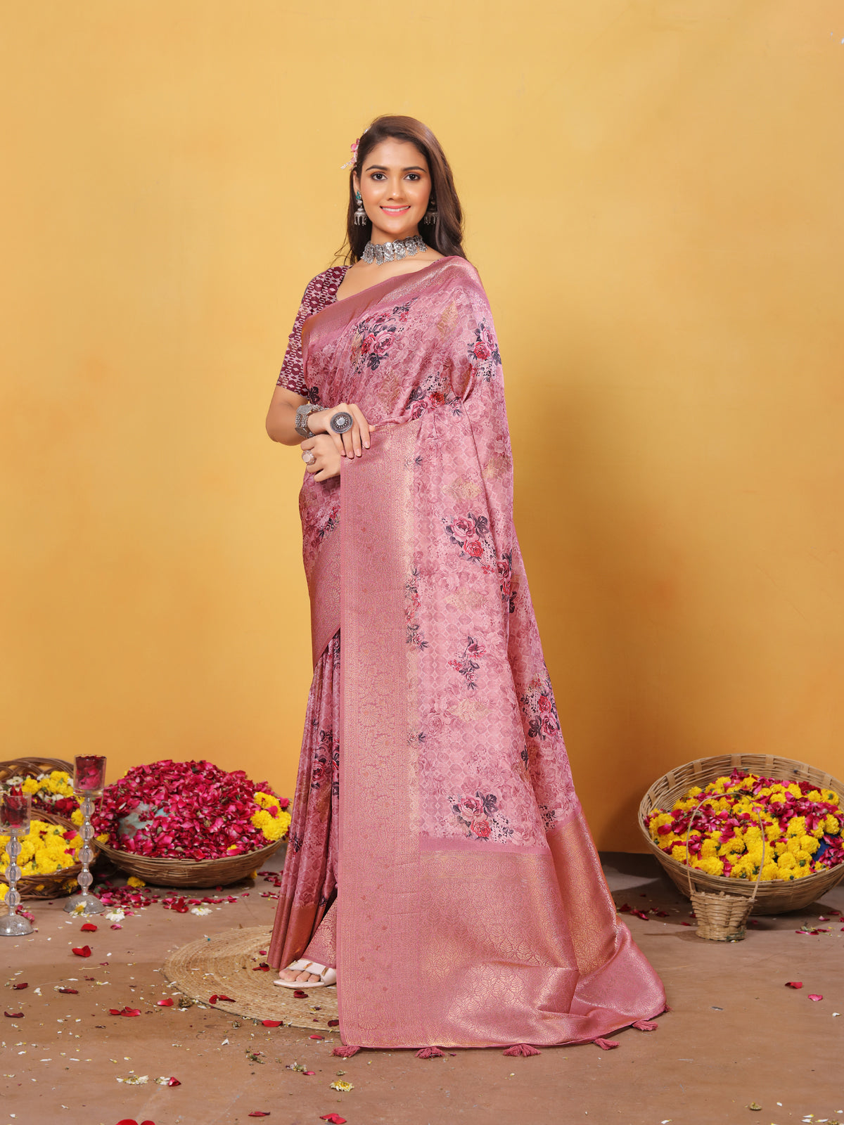 Silk Saree for Women – Elegant Mauve Traditional Ethnic Wear
