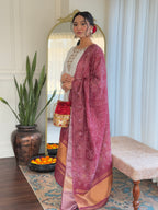 Women’s White Viscose Chanderi Kurta Set with Sequin & Coding Embroidery Work