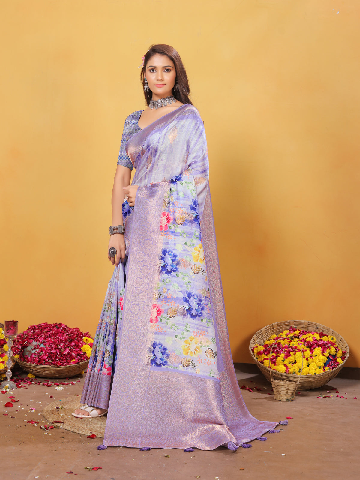Silk Saree for Women – Elegant Lavender Traditional Ethnic Wear