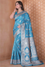 Sky Blue Silk Saree for Women – Elegant Traditional Ethnic Wear