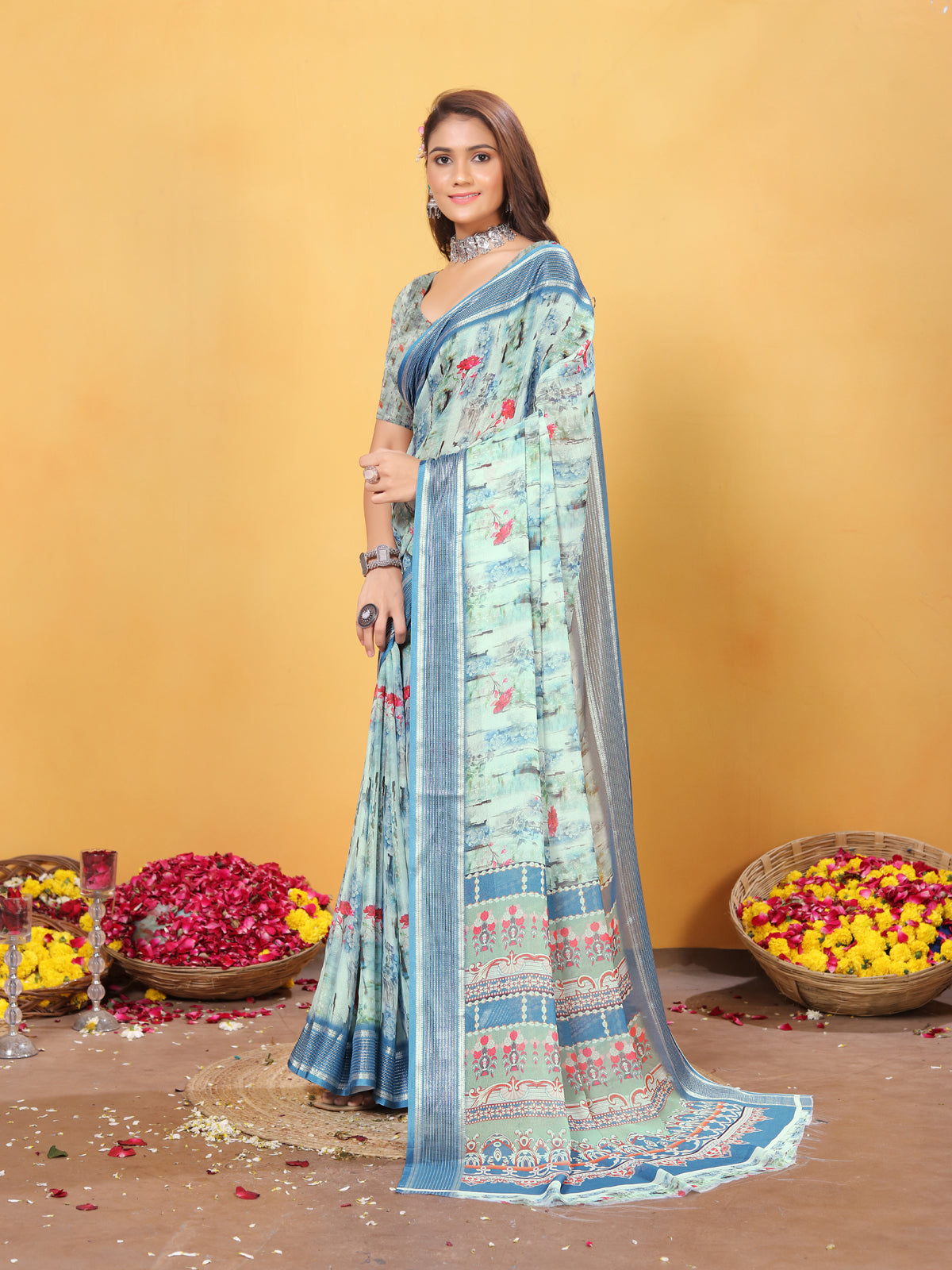 Silk Saree for Women – Elegant Pista Traditional Ethnic Wear
