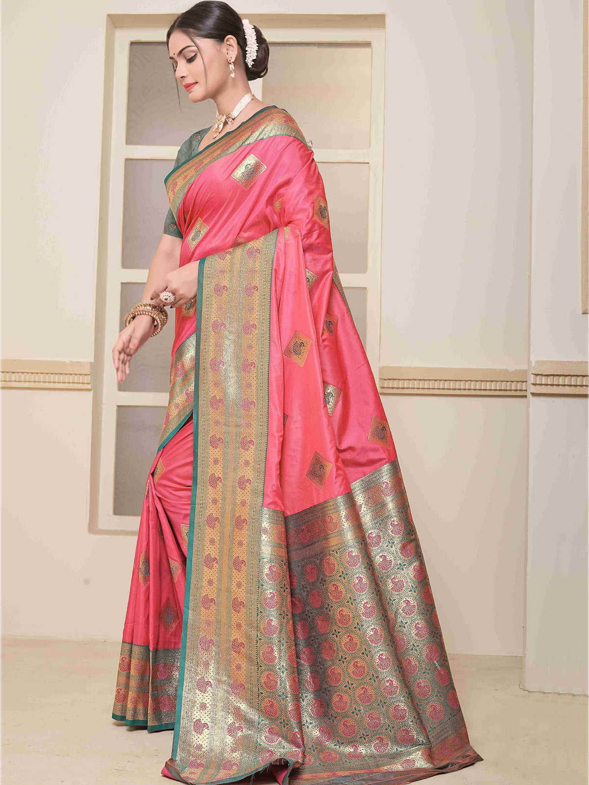 Pink Art Silk Saree for Women – Elegant Ethnic Wear
