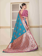 Teal Art Silk Saree for Women – Elegant Ethnic Wear