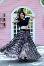 Designer Faux Blooming Black Lehenga Choli with Sequins Work – Full Stitched | Frill Blouse | Size 40-44