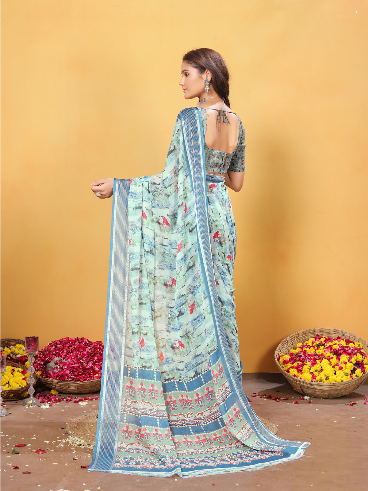 Silk Saree for Women – Elegant Pista Traditional Ethnic Wear