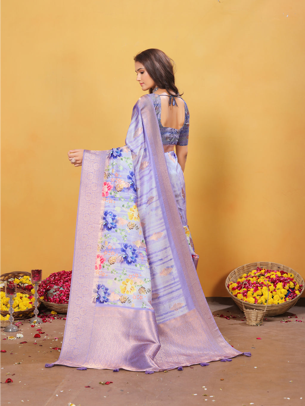 Silk Saree for Women – Elegant Lavender Traditional Ethnic Wear