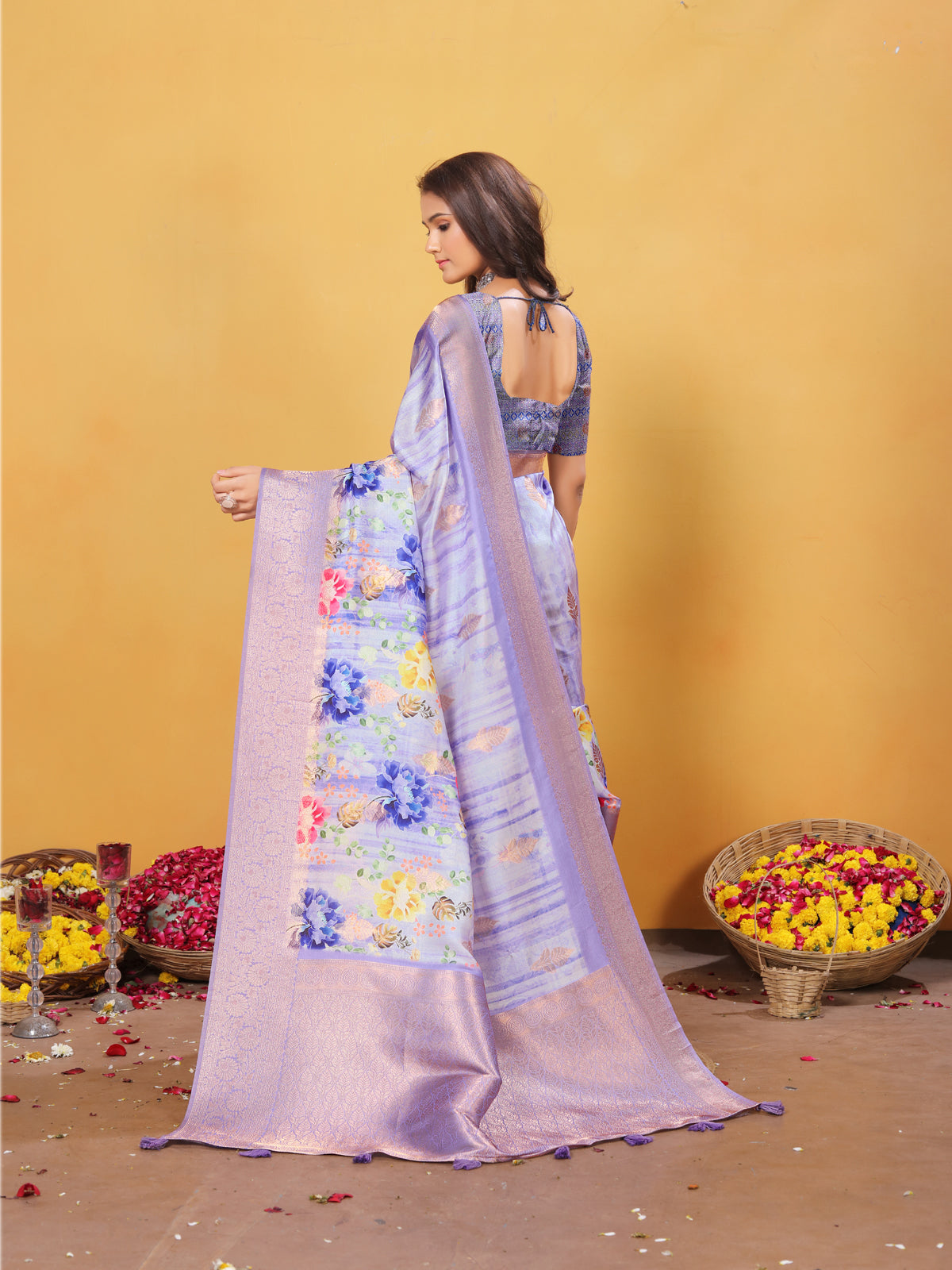 Silk Saree for Women – Elegant Lavender Traditional Ethnic Wear