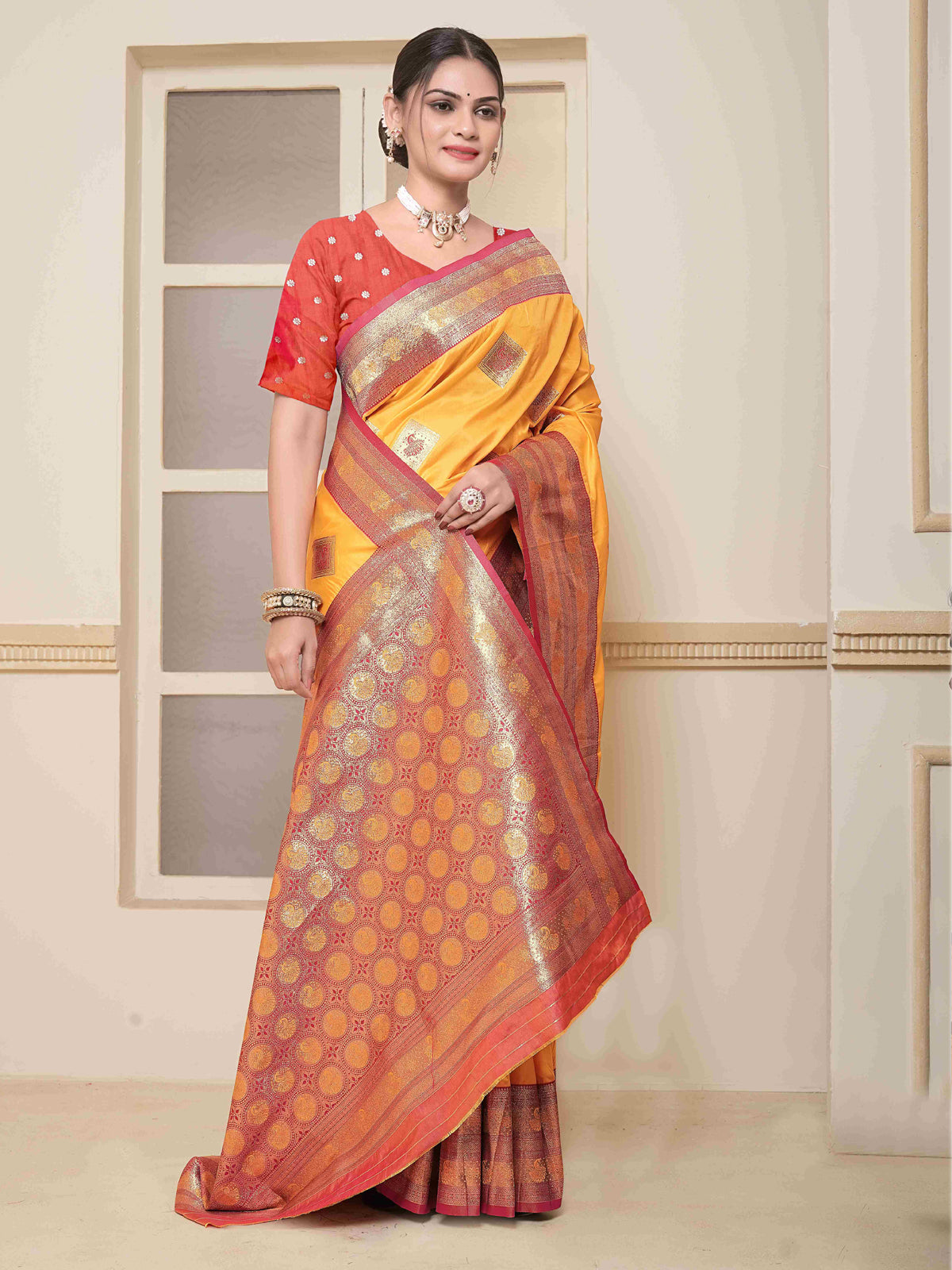 Mustard Art Silk Saree for Women – Elegant Ethnic Wear