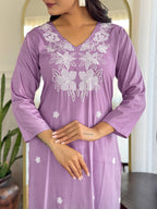 Elegant Embroidered Rayon Kurti Set with Organza Dupatta – Sizes S to 2XL