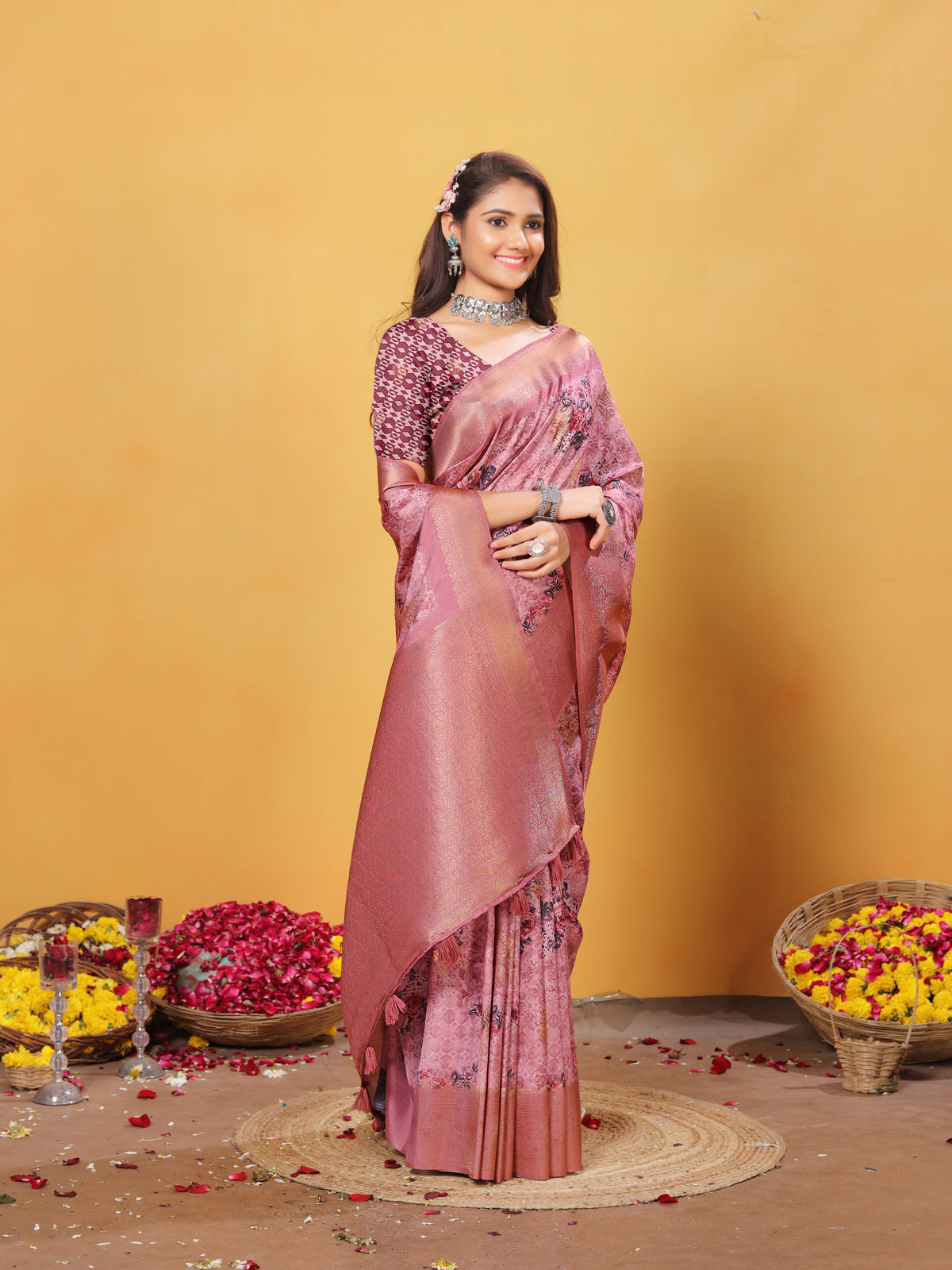 Silk Saree for Women – Elegant Mauve Traditional Ethnic Wear