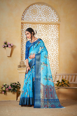 Blue Linen Saree for Women – Lightweight & Elegant Ethnic Wear