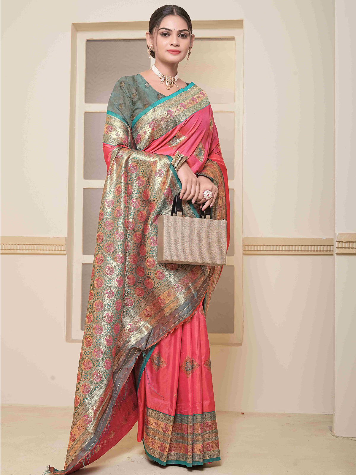 Pink Art Silk Saree for Women – Elegant Ethnic Wear