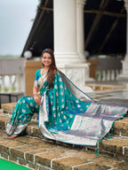 Sky Blue Soft Banarasi Silk Saree with Meenakari Zari Work & Rich Pallu Design