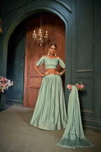 Pista Women’s Net Lehenga Choli Set with Dupatta – Elegant Ethnic Wear for Weddings & Festive Occasions