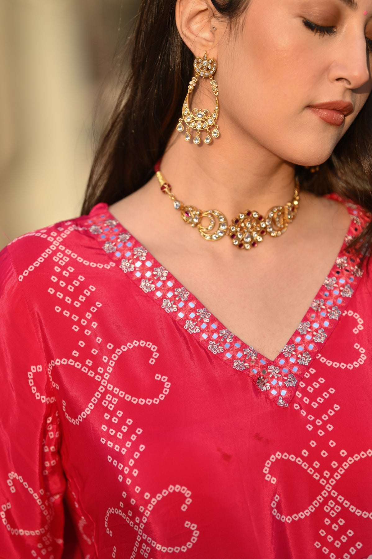 Women’s Pink Chinon Silk Kurta Set with Embroidery and Soft Nazneen Dupatta