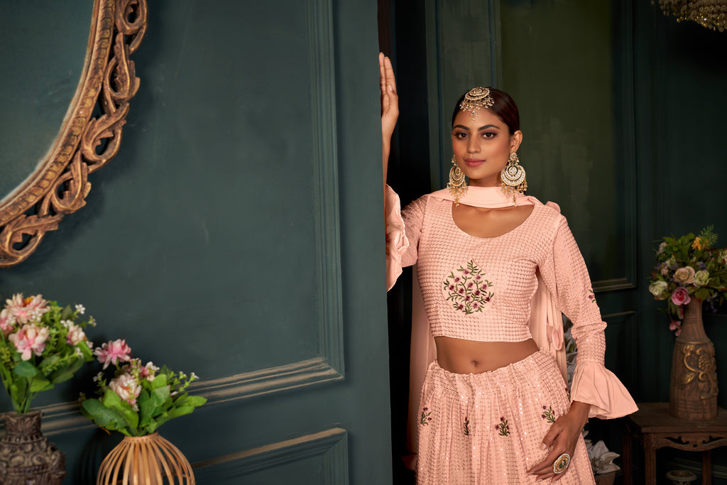 Women’s Net Lehenga Choli Set with Dupatta – Elegant Ethnic Wear for Weddings & Festive Occasions