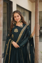 Rama Faux Blooming Gown with Rich Zari & Sequins Embroidery – Elegant Ethnic Wear