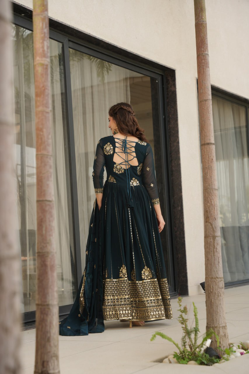 Rama Faux Blooming Gown with Rich Zari & Sequins Embroidery – Elegant Ethnic Wear