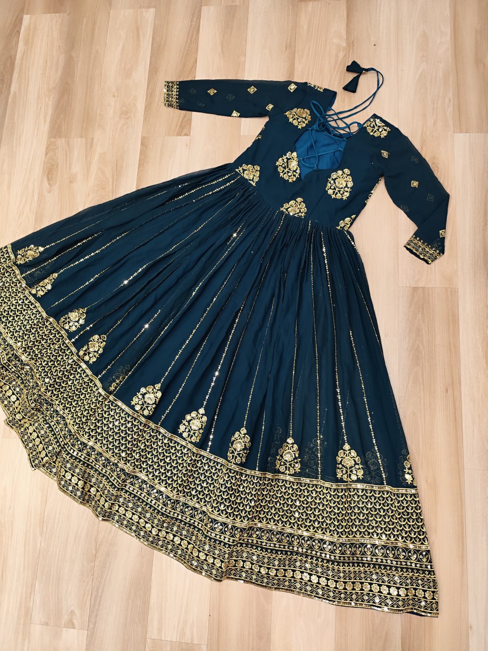 Rama Faux Blooming Gown with Rich Zari & Sequins Embroidery – Elegant Ethnic Wear