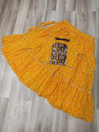 Bandhej Print Yellow Faux Georgette Lehenga Choli Set with Gotta Patti & Gamthi Embroidery (Stitched)