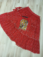 Bandhej Print Red Faux Georgette Lehenga Choli Set with Gotta Patti & Gamthi Embroidery (Stitched)