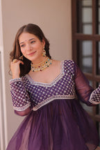 Floral Purple Lehenga with Embroidered Peplum Top Set | Full-Stitched | Festive & Ethnic Wear(Stitched at 40" – adjustable up to 42"-44" for comfort)