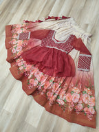 Floral Lehenga with Embroidered Peplum Top Set | Full-Stitched | Festive & Ethnic Wear(Stitched at 40" – adjustable up to 42"-44" for comfort)