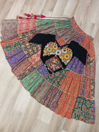 Vibrant Multicolor Navratri Lehenga Choli Set | Cotton Print with Gotta Lace & Kutchi Gamthi Work | Full-Stitched