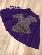 Fendy Fabric Sequins Embroidered Blouse with Plain Flared Purple Lehenga – Elegant Partywear Set (Full-Stitched)