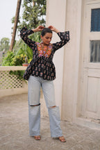 Cotton Kutchi Patch-Work Top – Full Sleeves | Adjustable Fit | Festive Wear